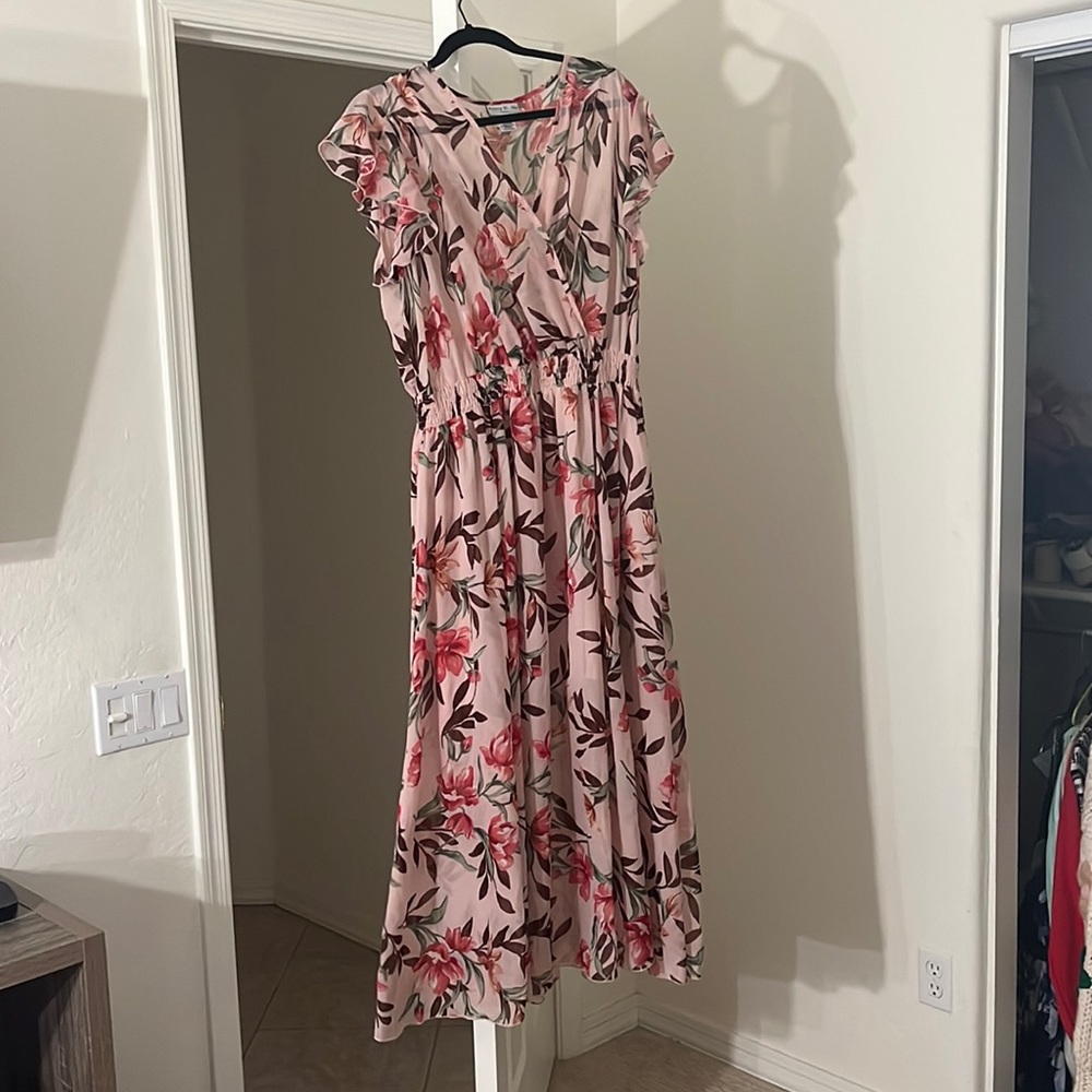 Pink floral maxi dress